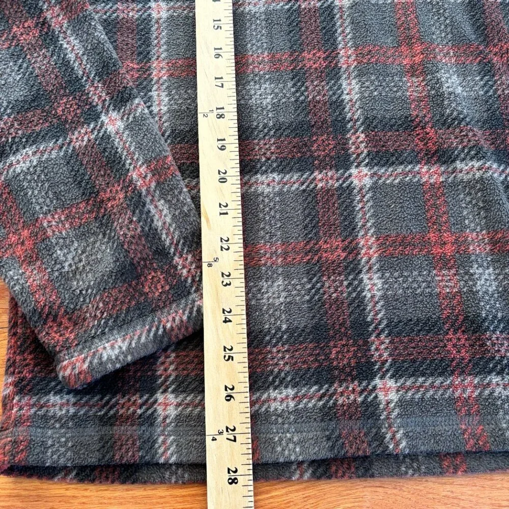 JACHS New York Mock Neck Fleece Pullover‎ Mens M Grey Plaid Cozy Snap Button